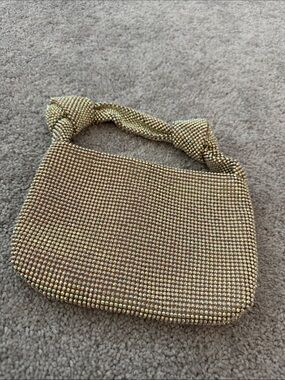 Gold Crystal Mesh Evening Shoulder Bag